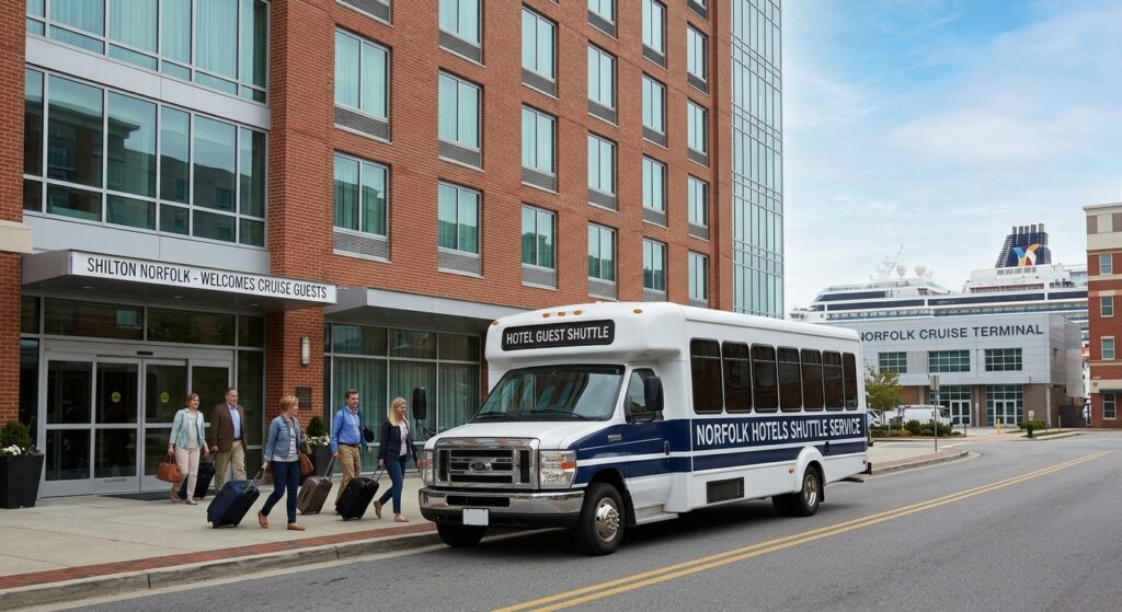norfolk cruise terminal hotels with shuttle